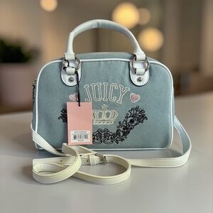 Juicy Couture Retro Chic Bowler in Denim
And Leather. NWT